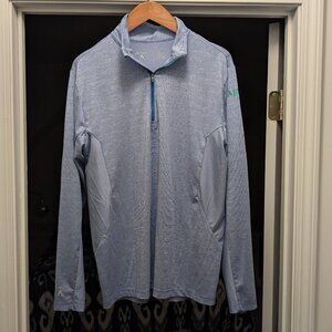 Antigua Men's Quarter zip Pullover, Medium, Blue with Stripes